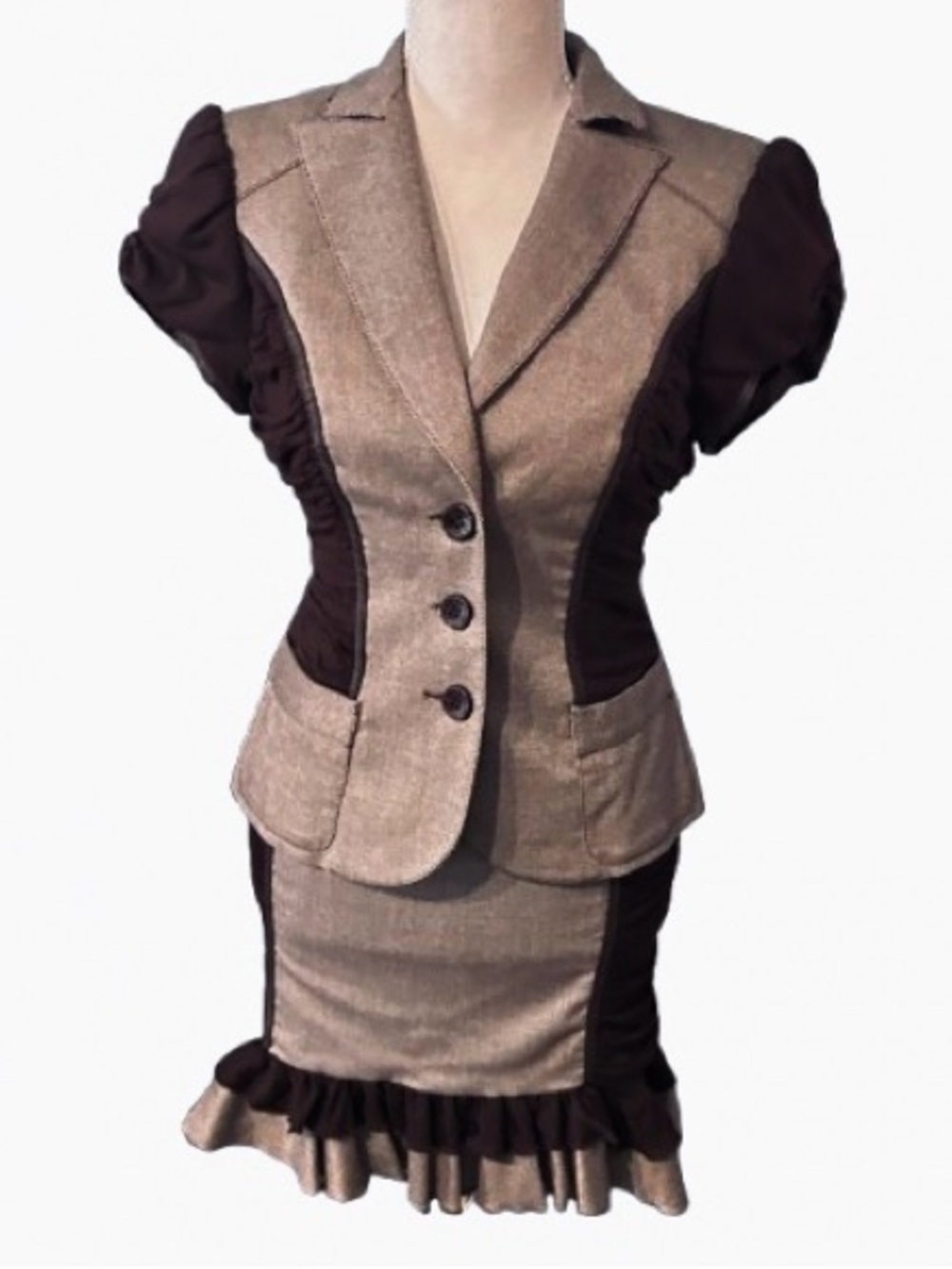 NWT 2-Pc BEBE Skirt Suit Jacket Blazer Y2K 90s Small Vintage Mini Designer New